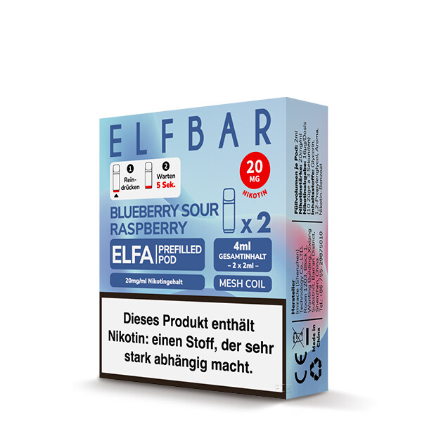 2er Pack Elfbar ELFA CP Prefilled Pod - Blueberry Sour Raspberry