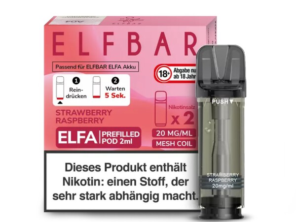 2er Pack Elfbar ELFA CP Prefilled Pod - STRAWBERRY RASPBERRY - Auslaufartikel