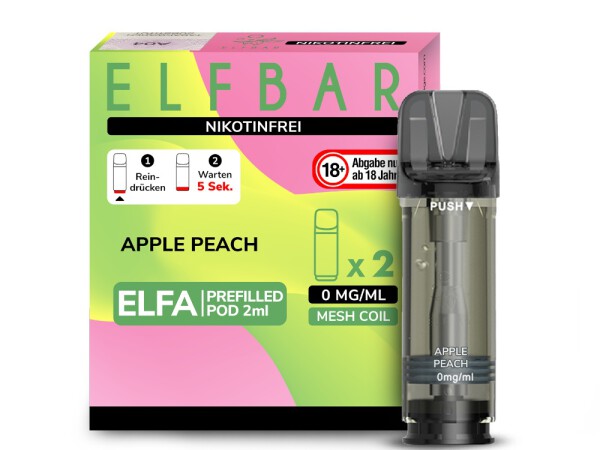 elfbar nikotinfrei schwanger ELFA - Apple Peach 0mg Nikotin - 2er Pack vape elfbar nikotinfrei aufladbar Flavor:Spearmint 20mg ELFBAR ELFA MASTER -