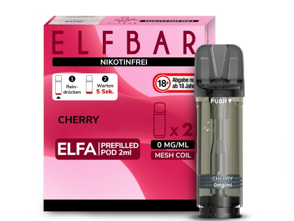 Elfbar ELFA - Cherry 0mg Nikotin - 2er Pack - Prefilled Pod