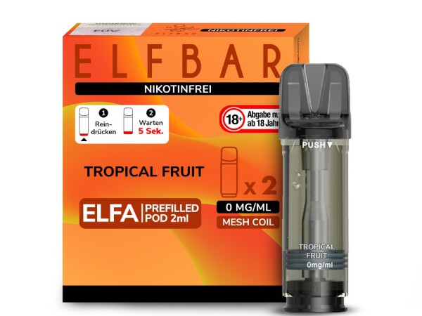 Elfbar ELFA - Tropical Fruit 0mg Nikotin - 2er Pack - Prefilled Pod