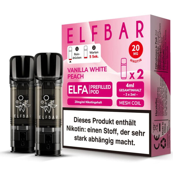 2er Pack Elfbar ELFA CP Prefilled Pod - Vanilla White Peach